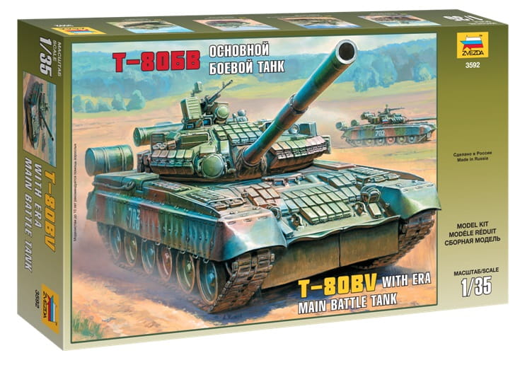 Zvezda No Zv3592 T 80 Bv Russian Main Battle Tank With Era 1 35 Panzer Model Kits