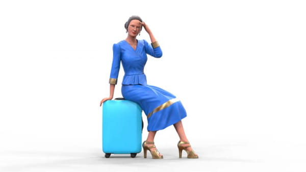 Woman Woman sitting on Luggage
